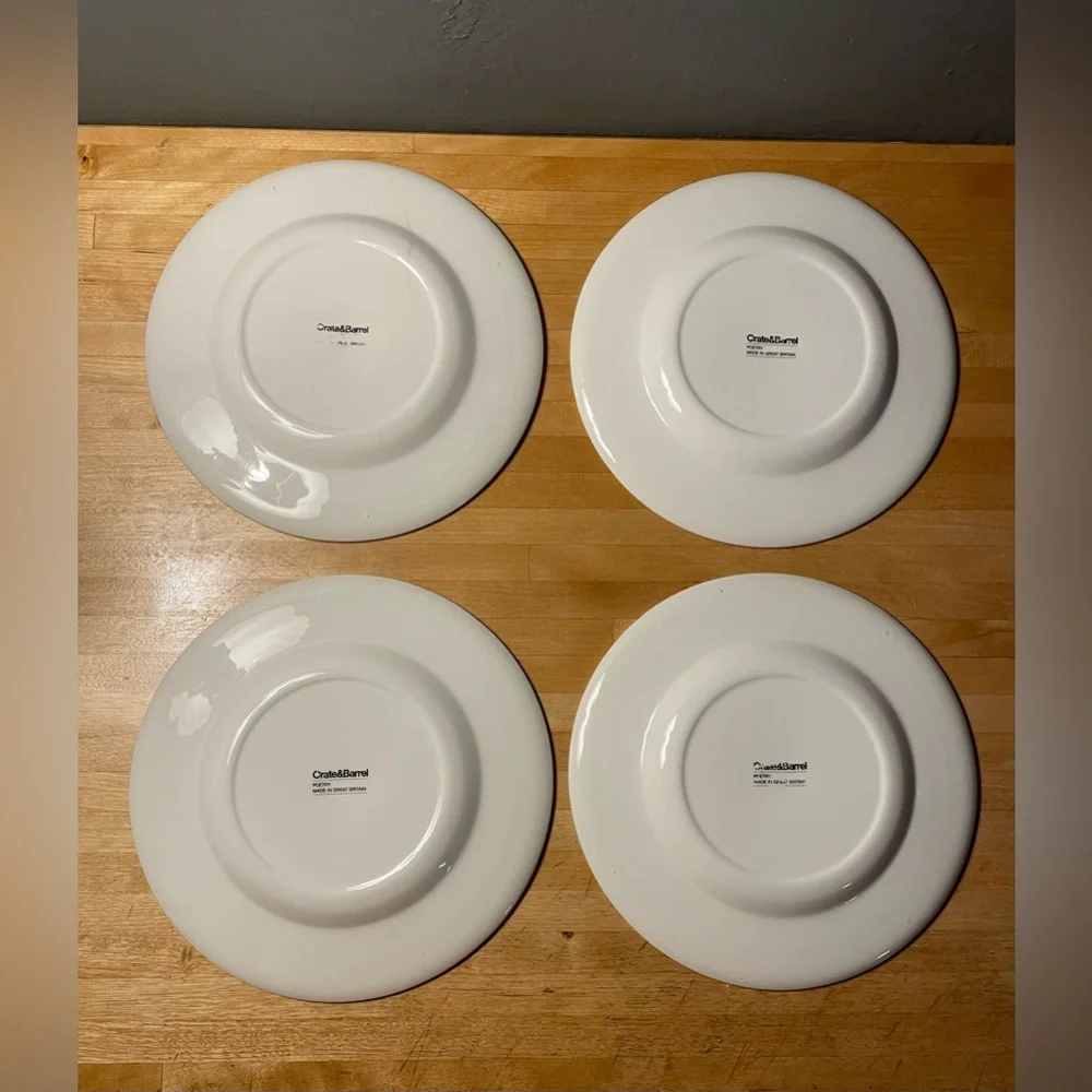 (4) Vintage Crate&Barrel Salad Plates - Poetry - 1998; Retired.